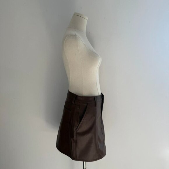 Daze Stash Skirt Faux Leather Mini Skirt | Brown High Waisted| Women’s Size 26 - Picture 4 of 6